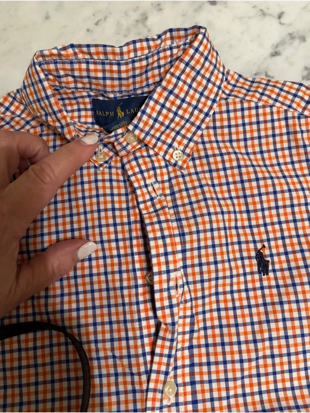 Polo Ralph Lauren boys  Orange & Blue Check Button-Down Shirt